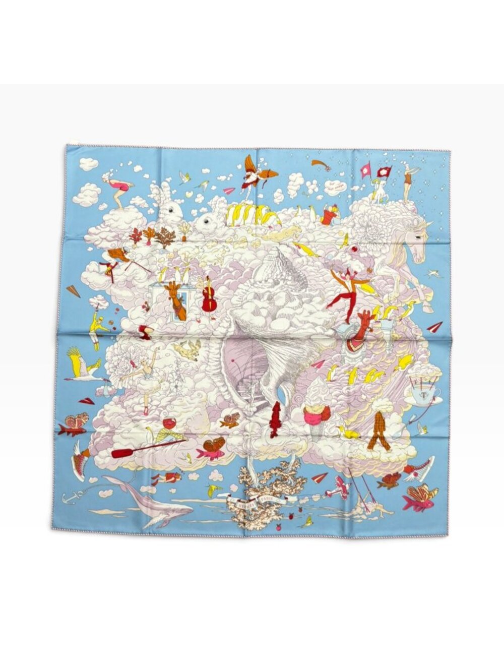 HERMES "Sur Mon Nuage" Silk Scarf By Dimitri Rybaltchenko